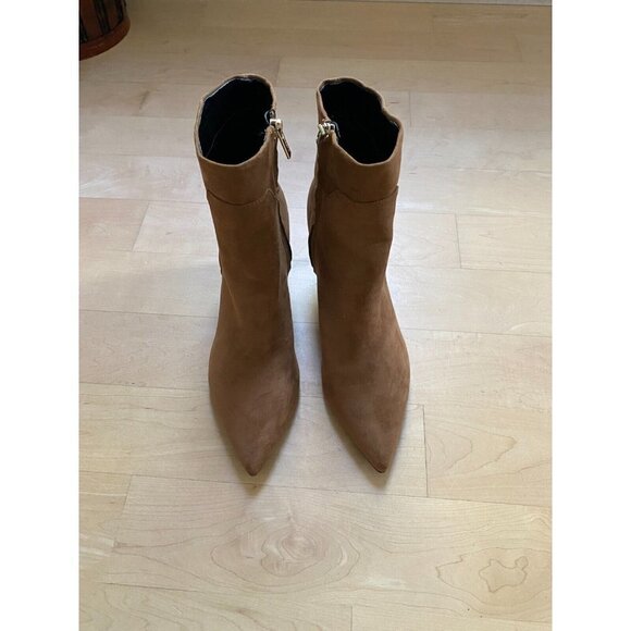 Calvin Klein BNWT Women's brown suede ankle boot sz 8.5 pointed toe side zip NEW - Picture 2 of 7